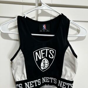 Brooklyn Nets Black and White Sports Bra